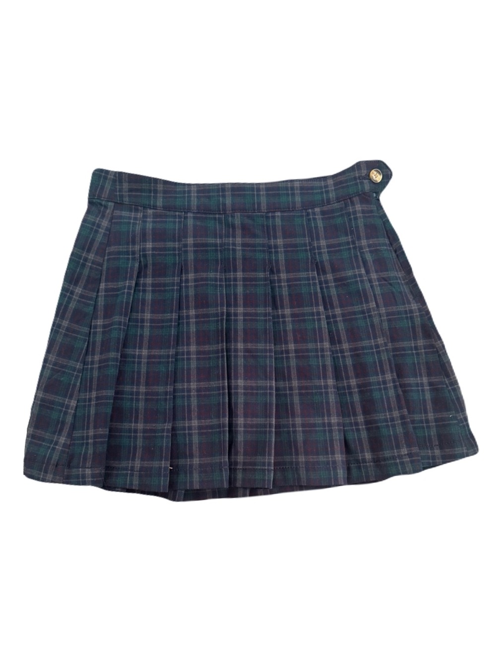 American Eagle Outfitters Navy Plaid Pleated Mini Skirt